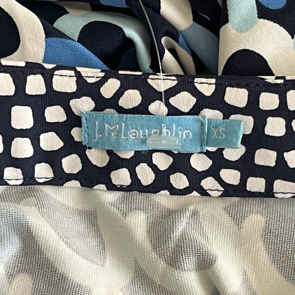 J. McLaughlin Blythe Faux Wrap Dress XS Sheath Ruched Catalina Cloth Ruched Blue - Picture 7 of 9